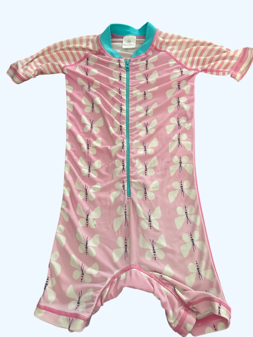 Hanna Andersson Pink Butterfly Short-Sleeve Kids Rashguard